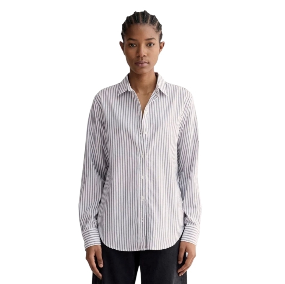 Everlane The Must Have Shirt In Silky Cotton Long Sleeve Blouse Women's 4